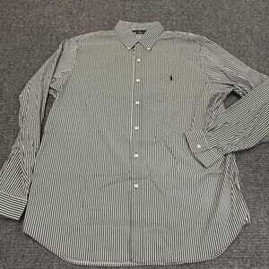 Ralph Lauren Shirt Mens XL Gray Stripe Performance Long Sleeve Button Down